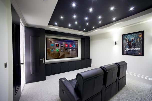 Control4 System in Home Theater with star ceilings