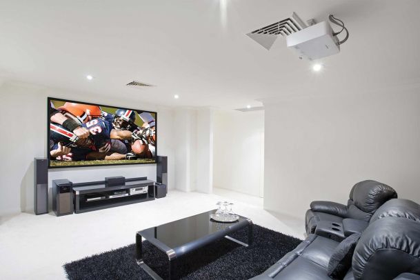 Football projected on a big screen