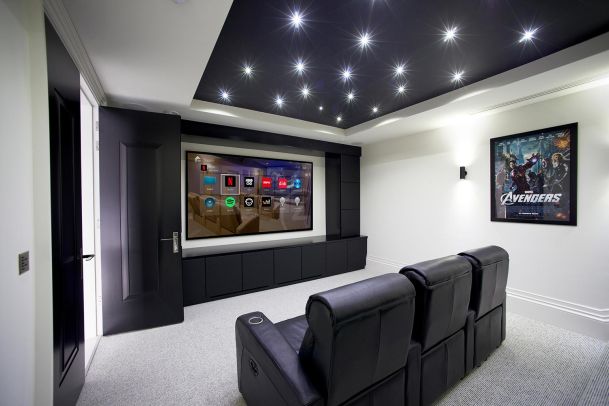 Control4 System in Home Theater with star ceilings